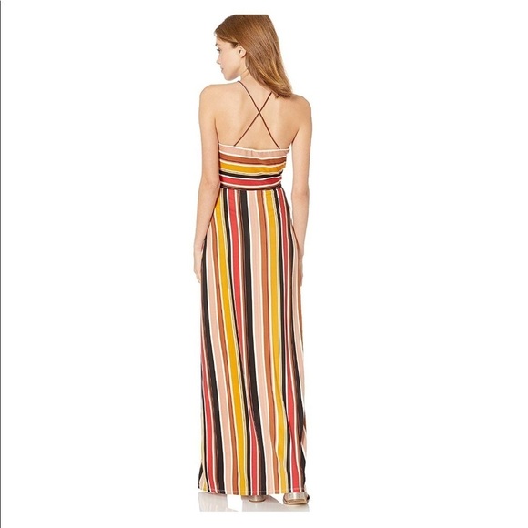 LAST ONE AVAILABLE - New Womens Striped Halter Maxi Cross Back Dress - Picture 4 of 12